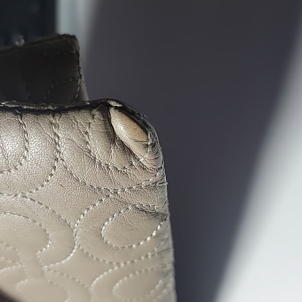 Coach Clutch / Wristlet.  Metallic Taupe Color with Silver Hardware, EUC - Picture 12 of 12